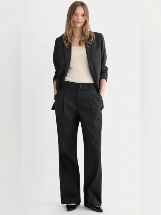 Everlane Wide-Leg Trouser Black Buttersmooth High Rise NWT Size 12 - Picture 1 of 9